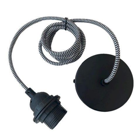 Cordon de suspension textile géométrique noir et blanc - 1.50 M