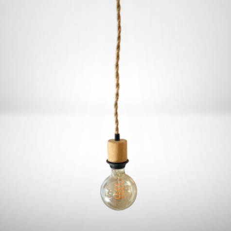 Cordon de suspension torsadé naturel,  noir et bois - 1.50 M