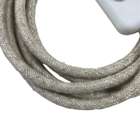 Cordon électrique avec interrupteur - lin  - interrupteur noir  - longueur 1.80 M