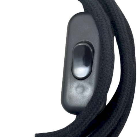 Cordon électrique avec interrupteur - effet soie noir - longueur 1.80 M