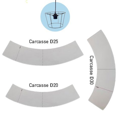 LOT de 3 - Dessin de gabarit sur FEUILLE pour carcasse d'abat jour - D20/D25/D30