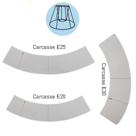LOT de 3 - Dessin de gabarit sur FEUILLE pour carcasse d'abat jour - E20/E25/E30