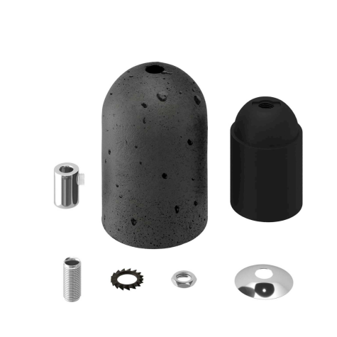 Accessoire pour abat-jour -  KIT Douille E27 - Béton - Noir (pour ampoule déco)