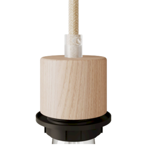 Accessoire pour abat-jour -  KIT Douille E27 - Cylindrique - Bois et noir