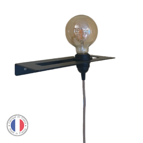 Accessoire pour abat-jour - Plaque de chevet murale à suspendre - Noir