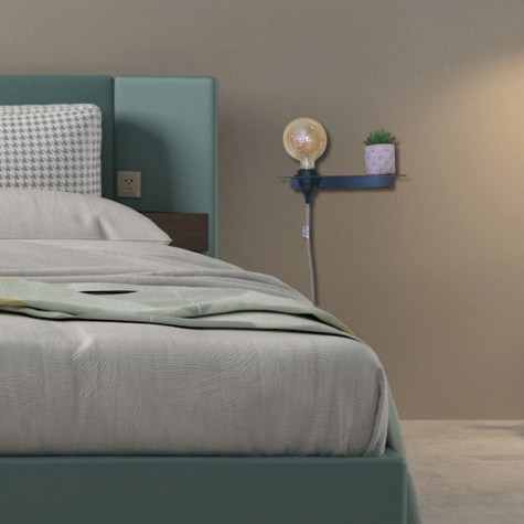 Accessoire pour abat-jour - Plaque de chevet murale à suspendre - Noir