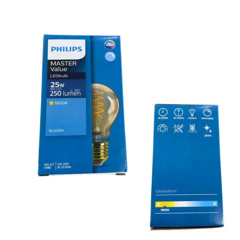 Ampoule vintage standard filament spirale - ⌀ 6 - PHILIPS - E27