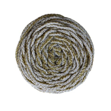 Habillage  - Coton tressé - 4 mm - Doré et blanc / 50 M