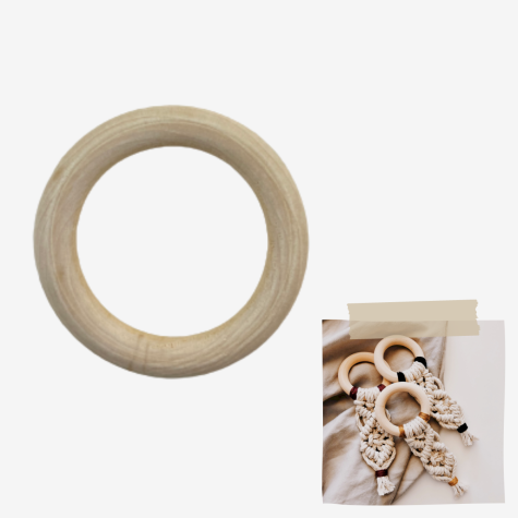 Loisirs créatif -  Anneau en bois - macramé/hochet - 8 cm