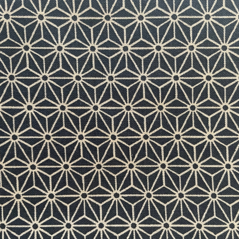 Mercerie - Tissu coupon 45 x 55 cm -  motif géométrique asanoha - Noir