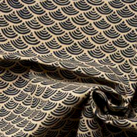 Mercerie - Tissu coupon 45 x 55 cm - Vague seigahia japonais - Beige